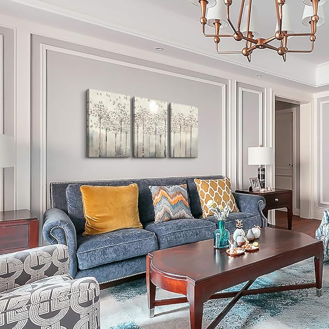 trees and birds Abstract Paintings Canvas Prints Wall Art for Bedroom Bathroom Wall Decor office Artworks Pictures Wall Decorations for Living Room,3 Piece Sunrise and sunset Modern Home Decoration