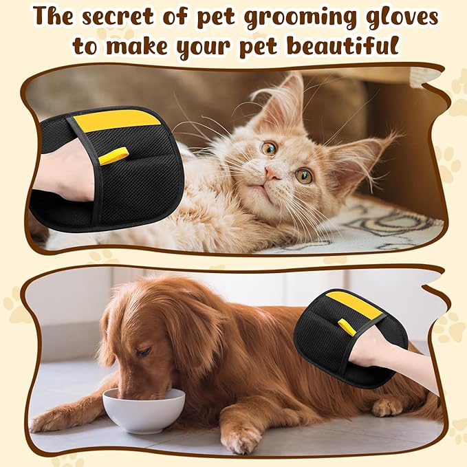 Pet Hair Removal Gloves,Electrostatic Gloves Pet Hair, Efficient Grooming Glove for Cats Dogs, Reusable Pet Hair Removal Tool for Couch, Furniture, Carpet, Curtain (2PCS)