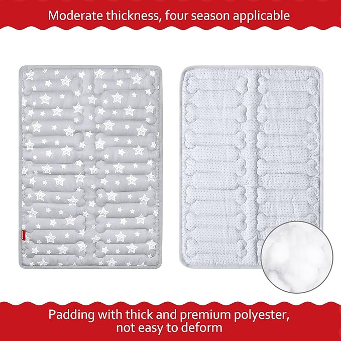 Dog Crate Mat (24" X 18"), Soft Dog Bed Mat with Cute Prints, Personalized Crate Pad, Anti-Slip Bottom, Machine Washable Kennel Pad