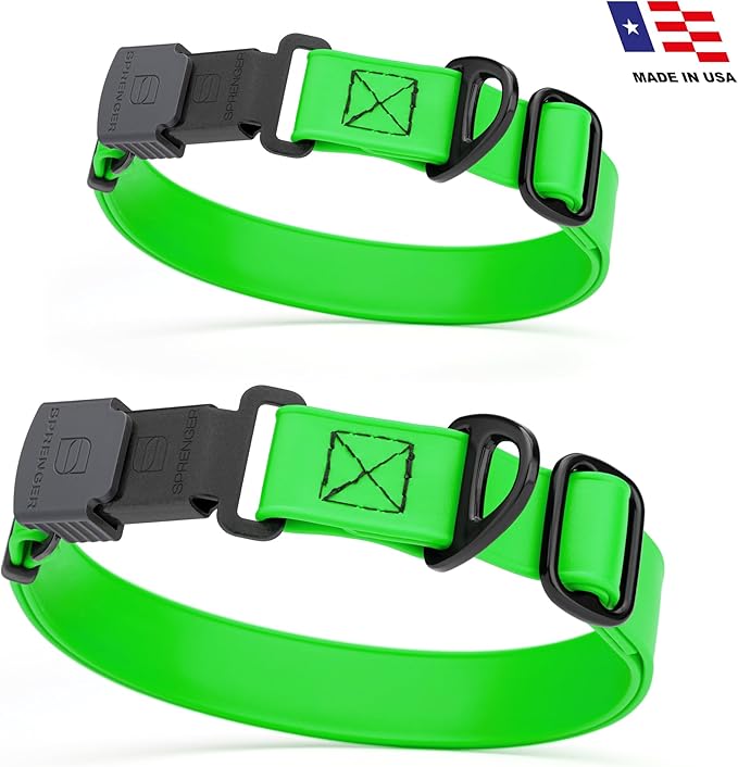 Dogline Biothane Waterproof Dog Collar with Herm Sprenger Stainless Steel Quick Release Buckle – Heavy Duty Tactical Durable Collar for Dogs – Comfortable and Safe Pet Collar, W 3/4" L 12-19", Green