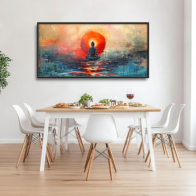 Quorin Buddha Large Wall Art Abstract Zen Pictures Spiritual Meditation Wall Decor Yoga Spa Canvas Print Painting Artwork for Bathroom Living Room Bedroom 60L x 30W