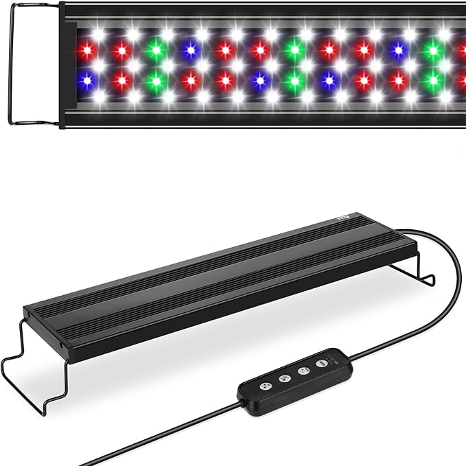 AQQA Aquarium Light,Full Spectrum Fish Tank Light for Plants,3 Mode+Timer+Adjustable Brightness,High Brightness LED Beads with Extendable Brackets for Freshwater (22W for 24-32inch)