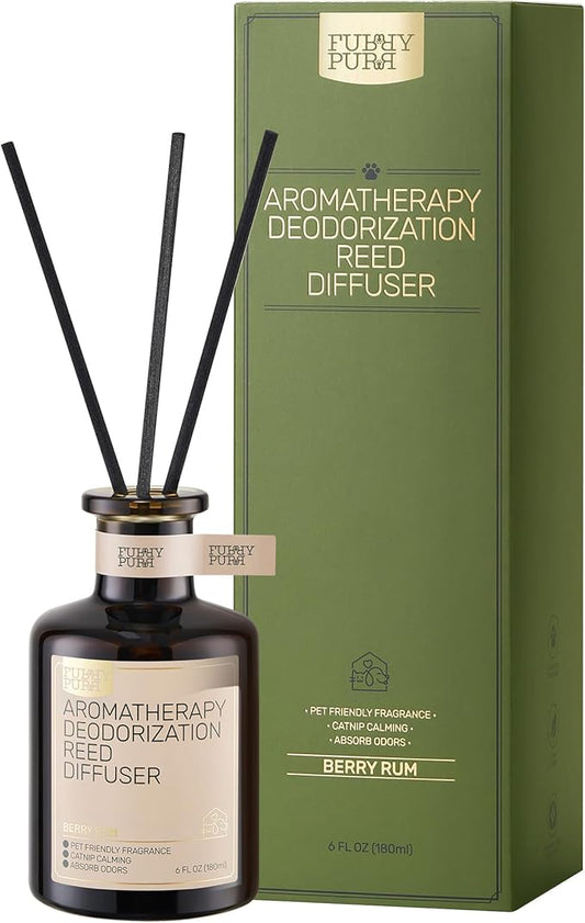 Reed Diffuser for Pet Odor Elimination, Berry Rum, Non-Toxic & Pet-Friendly Air Freshening, 6 Oz