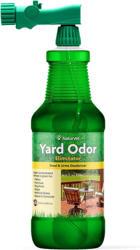 NaturVet – Yard Odor Eliminator – Eliminate Stool and Urine Odors from Lawn and Yard – Designed for Use on Grass, Plants, Patios, Gravel, Concrete & More – 31.6 oz Ready-to-Use with Nozzle