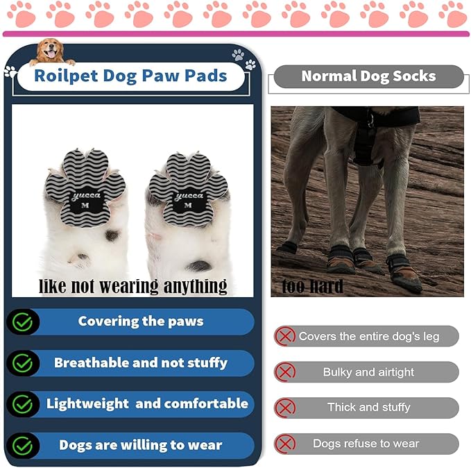 Dog Anti Slip Paw Grips Traction Pads, Dog Paw Protector with Stronger Adhesive, Toe Grips for Dogs from Slipping on Hardwood Floors, Dog Shoes Booties Socks Replacement for Older Dogs