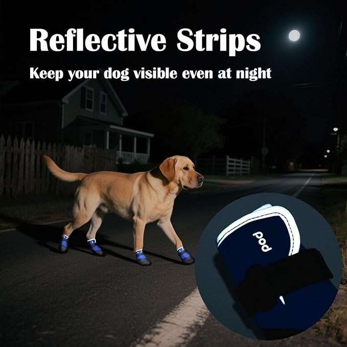 Dog Shoes Lightweight Dog Boots-Breathable Knitted Paw Protector with Adjustable Strap for Hot Pavement, Rain Walking, Hardwood Floors Anti Slip Reduce Noise, Prevent Licking Paws(Blue,L)