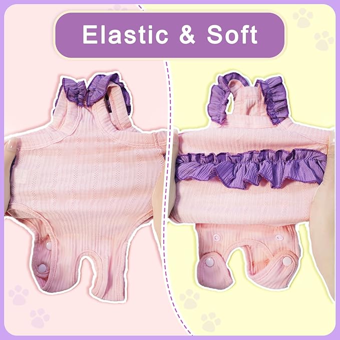 Cat Recovery Suit,Kitten Onesie After Surgery,E-Collar Alternative for Abdominal Wound and Skin Diseases,Soft Breathable Bodysuit After Spay（Yellow-m）