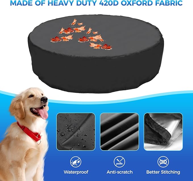87 inch Foldable Dog Pet Bath Pool Cover, Portable Round Collapsible Pool Cover with Oxford Cloth Material and Drawstring Design for Dog Pet Pool, Waterproof and Dustproof (Black)