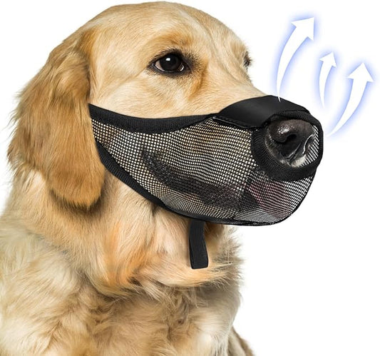 Dog Muzzle, Soft Air Mesh Muzzle for Small Medium Large Dogs Anti Biting Barking Chewing Scavenging, Breathable Adjustable Loop Pets Muzzle with Front Opening Design Allows Panting Drinking (Black,XL)
