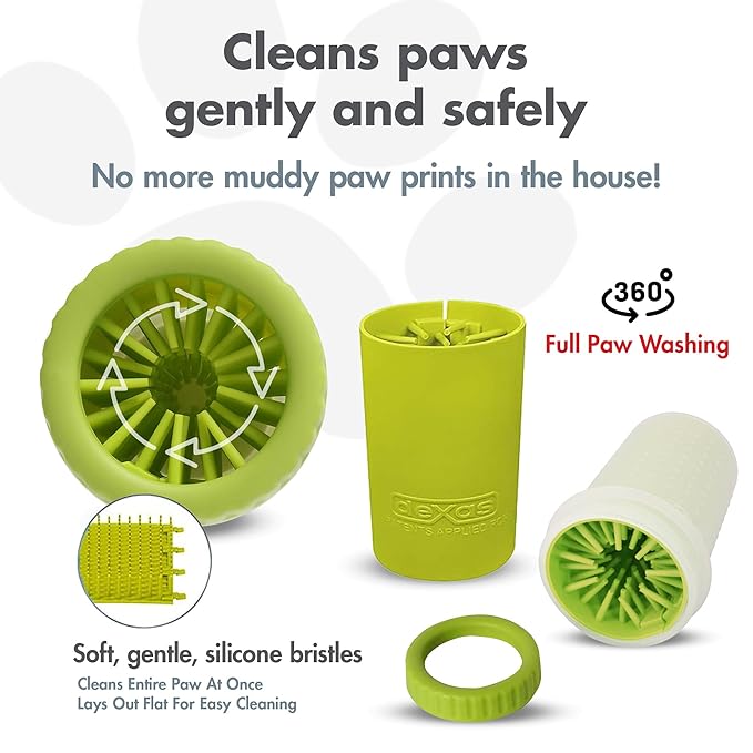 Dexas MudBuster Portable Dog Paw Cleaner, Green Large Paw Cleaning Solution for Premium Pet Supplies