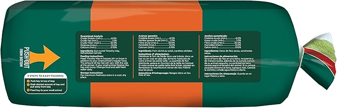 Kaytee Timothy Hay Plus Carrots for Pet Guinea Pigs, Rabbits & Other Small Animals, 24 oz