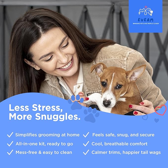 Pet Grooming Hammock for Cats & Small Dogs – Nail Clipping Kit with Sling, Clippers, File, Glove, Straps & Carabiners – Ideal for Trimming & Ear Cleaning – [S/XS] (Black, Extra-Small)