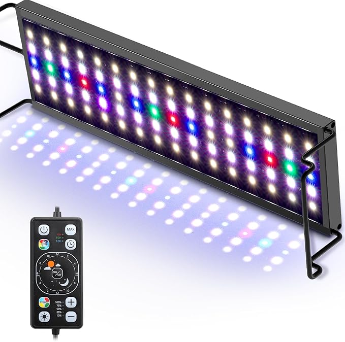hygger Aquarium LED Light Fish Tank Full Spectrum Lighting with 24/7 Day-Night Cycle Mode & Auto On/Off Timer, 7 Colors Options, Dimmable, Extendable Bracket for 12~18inch Freshwater Plant Tank