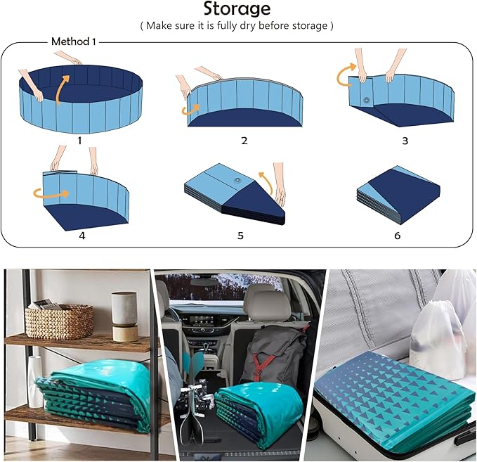 Jasonwell Foldable Dog Kiddie Pool - Hard Plastic Kids Paddling Pool Toddler Baby Swimming Pools for Backyard Collapsible Whelping Box Pet Doggie Cats Wading Pools Bathtub for Puppy Large Dogs