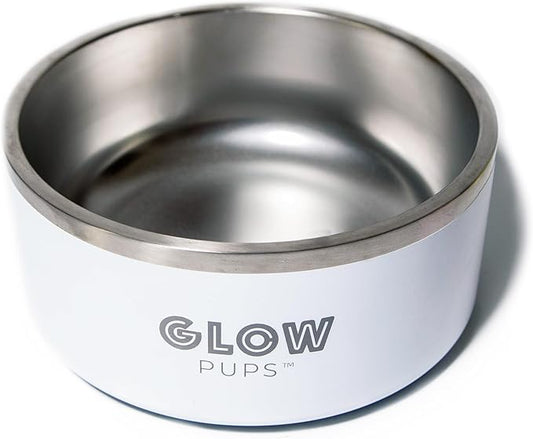 64 oz White Dog Bowl for Medium and Large Dogs, Non Slip Double Wall Vacuum Insulated Stainless Steel Dog Bowl That Keeps Water Cool (64 oz, White)