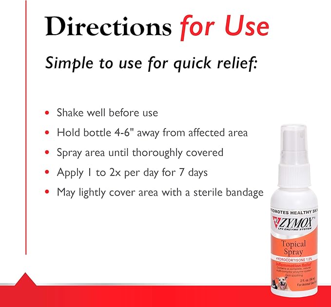 Zymox Topical Hot Spot Spray for Dogs and Cats with 1% Hydrocortisone, 2oz