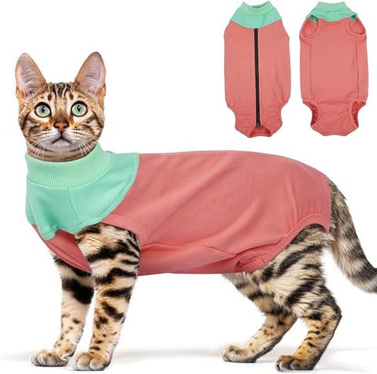 Cat Recovery Suit Female, Breathable Onesie After Surgery Female for Abdominal Wounds or Skin Diseases, Anti-Licking Full Body Cat Surgery Recovery Suit, E-Collar Alternative Wear