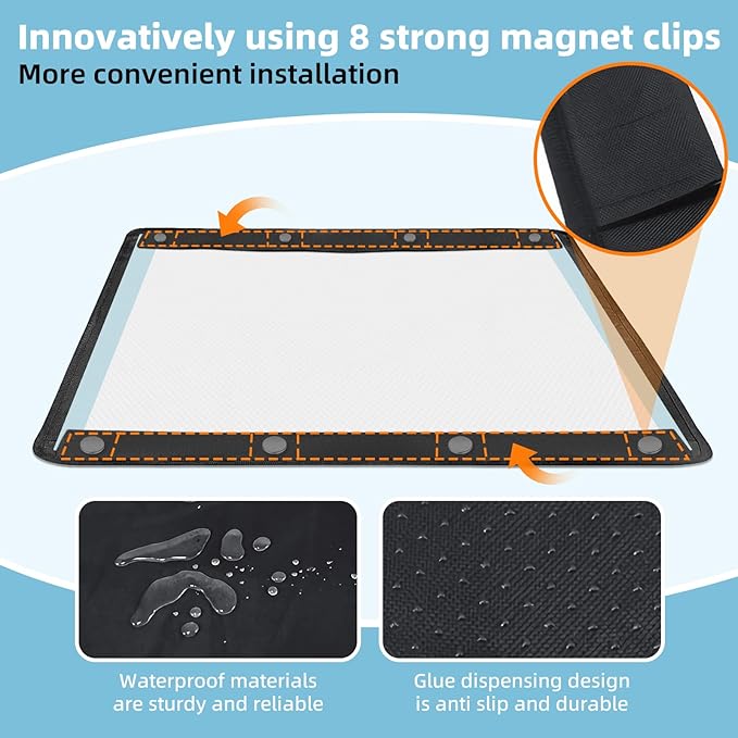 Dog Pee Pad Holder, Oxford Cloth Material, Fit 28"x34" Pad,Puppy Pad Holder, 8 Powerfu Magnetic Clips, Indoor Dog Potty, Black