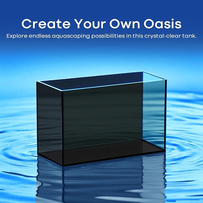 6 Gallon Glass Fish Tank, Small Aquarium Fish Bowl Cube for Betta Goldfish Snails Shrimp Aquatic Planting, Easy to Maintain Ultra Clear Rimless Design 5 Gallons Low Iron