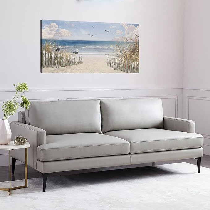 XXMWallArt FC3775 Sandy Beach Wall Art Canvas Print Wall Art Seascape Blue Print Home Decor Abstract Coastal Picture Modern Ocean Artwork for Living Room Bedroom Bathroom Office Decor