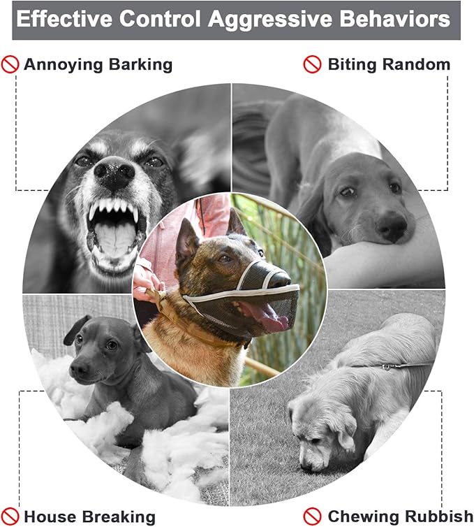 Crazy Felix Nylon Dog Muzzle for Small Medium Large Dogs Dachshund Beagle Poodle Labrador, Air Mesh Breathable and Drinkable Pet Mouth Guard for Anti-Biting Chewing Scavenging (XS, Reflective Trim)