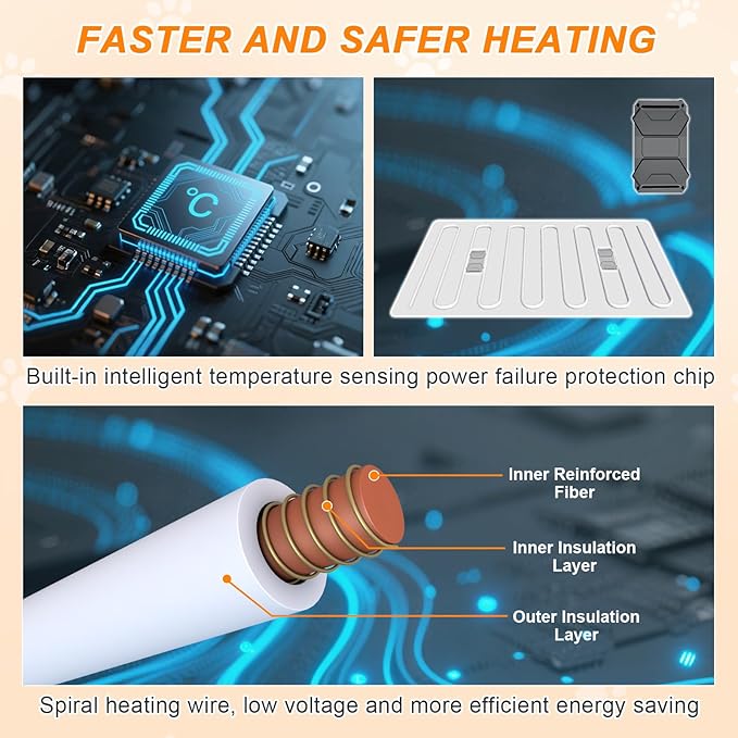 Dog Heating Pad，32×20 In Heating Pad For Dogs, Intelligent Temperature Control Switch With Normally Open On Function,Whelping Box With Reinforced Electric Wire Rope, Plush Fabric Cotton Cover-Apricot