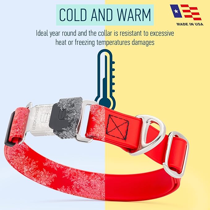 Dogline Biothane Waterproof Dog Collar with Herm Sprenger Stainless Steel Quick Release Buckle – Heavy Duty Tactical Durable Collar for Dogs – Comfortable and Safe Pet Collar, W 1" L 15-25", Red