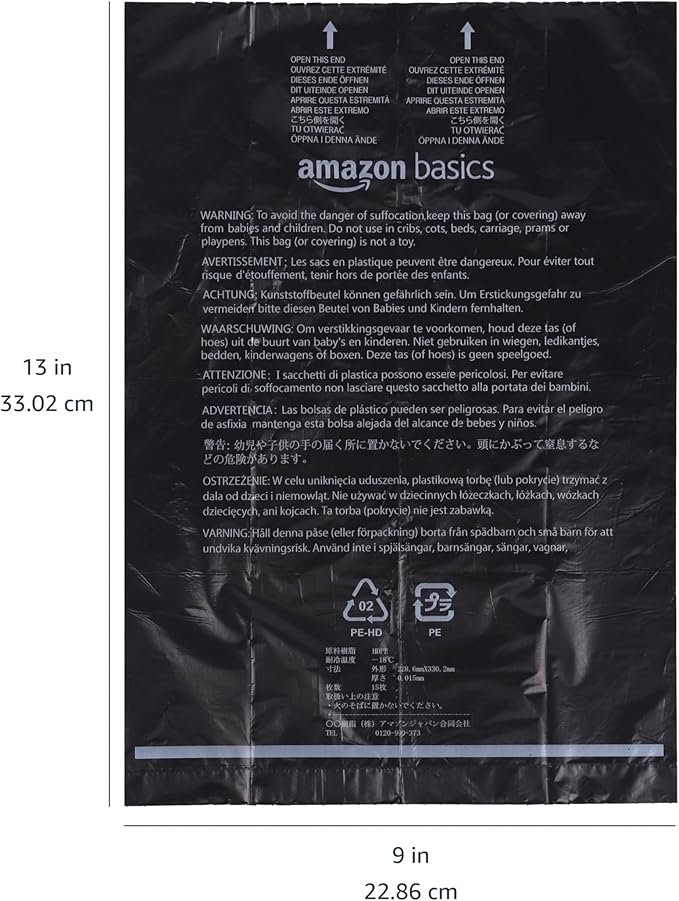Amazon Basics Dog Poop Bags with Dispenser, 900 Count, Enhanced for Guaranteed Leakproof, Unscented, Includes Leash Clip