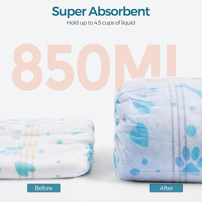 Male Dog Wrap, Disposable Dog Diapers, 40 Count, L (Waist 23.6”-31.5”), Wetness Indicator, Ultra Protection, Leak Proof, Super Absorbent, Soft