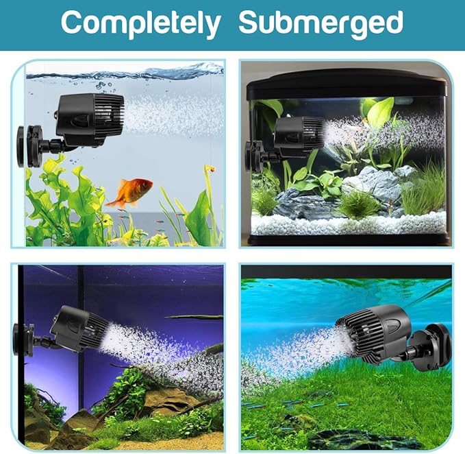 AQQA Wave Maker Pump, 2100GPH Aquarium Circulation Pump 360 Degree Rotatable Submersible Powerhead Pump with Magnet Suction Base for Marine and Freshwater Aquariums (15W)