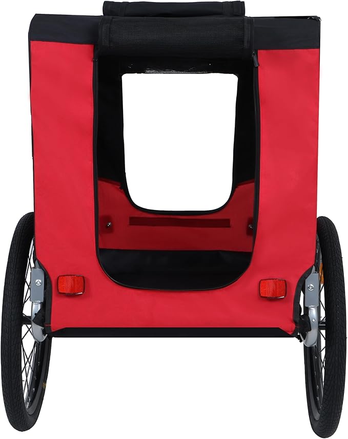 Blue-Grey Large Folding Bike Trailer for Dogs – Heavy-Duty Steel Frame, 66LB Capacity Pet Carrier for All-Terrain Cycling, Jogging & Camping Adventures!