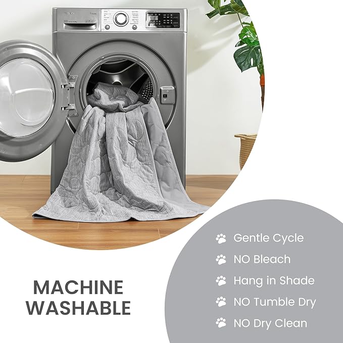 Cozy Bliss Leakproof Cooling Blanket for Large Dogs – Q-Max>0.4, Durable & Washable Dog Cooling Mat for Hot Weather, Soft Pet Throw & Couch Protector for Multiple Pets 60x80 Inch, Heather Silver Grey