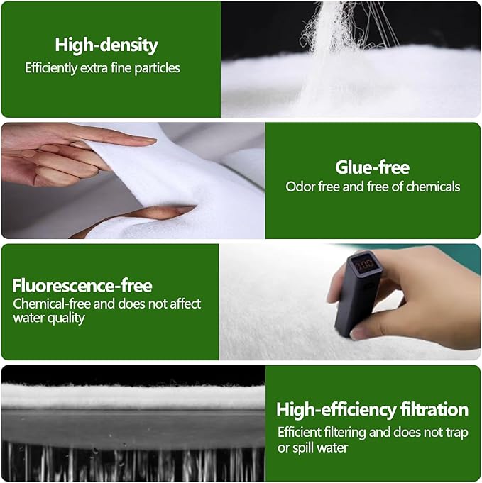 Aquarium Polishing Filter Pad-Ultra Fine 50 Micron Filter Floss for Crystal Clear Water,Cut-to-Size Filter Media for Fish Tank,Safe for Fish/Reef/Turtles(24" x 36", 1 Pack)