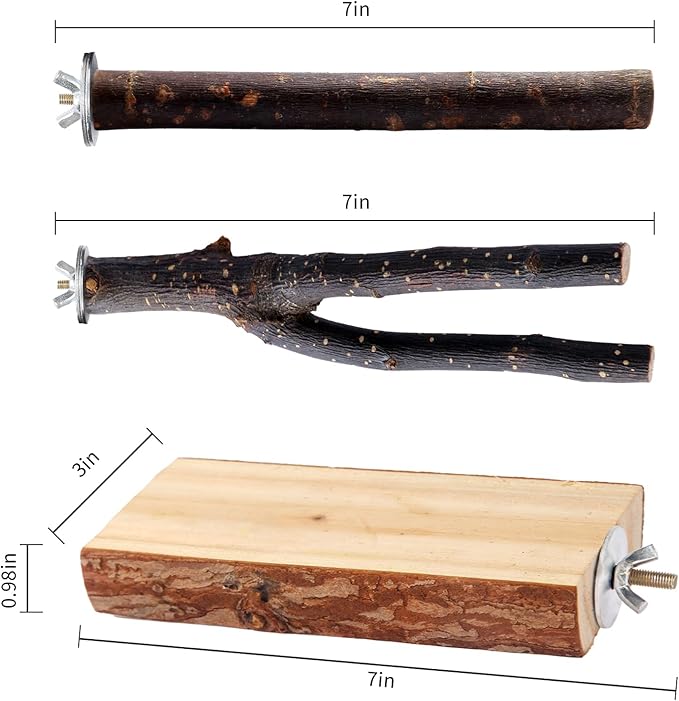 Bird Toys Parakeet Perch Budgie Perch Wood Stand Fork Toys Multi-Branch Perch Platform Toy for Small Conures,Cockatiel,Parrotlet,Lovebird,Parrot,Finches