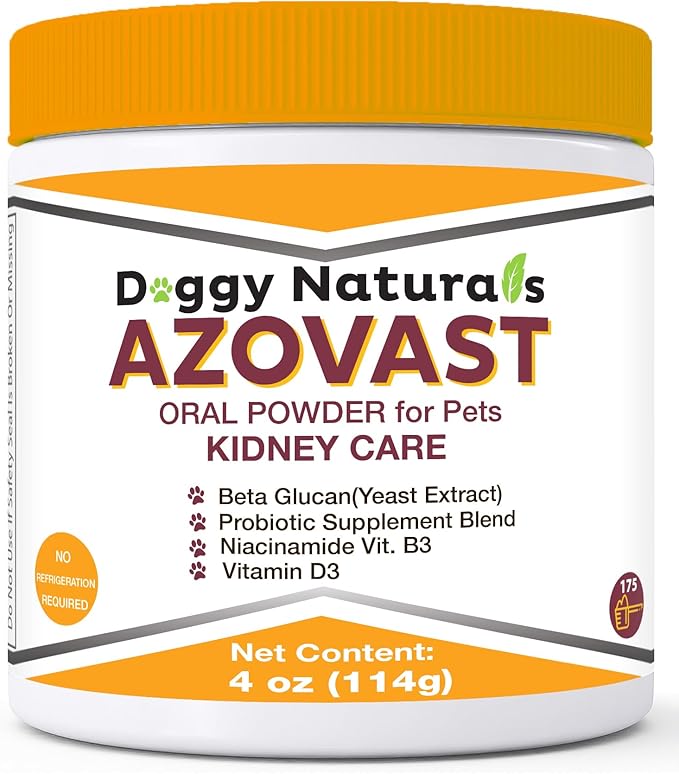 Azovast Powder Kidney Restores & Kidney Powder for Dogs & Cats, (4 Oz) - (175 Scoop/Jar) NO Refrigeration Required - Help Support Kidney Function & Manage Renal Toxins (Made in U.S.A) (4 Oz)