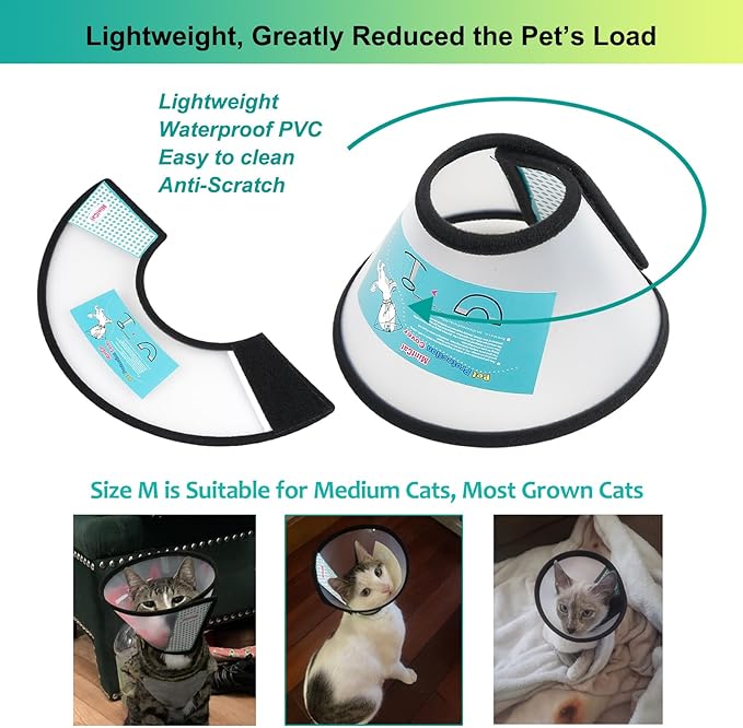 Cat Cone, Adjustable Recovery Pet Cone Elizabethan Collar for Cats Rabbit, 8.1 Inches Cat Cone Collar Soft, Protective Cat Cones to Stop Licking, Lightweight Practical Kitten Cone