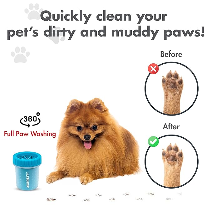 Dexas MudBuster Portable Dog Paw Cleaner - Premium Quality, Blue, Small Size for Pet Supplies and Accessories
