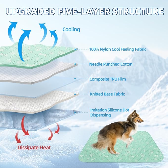 Homimp Self-Cooling Mat for Dogs, 6 Pack Washable Cooling Mat & Sleeping Pad, Reusable Waterproof Dog Pee Pads, Non-Toxic, Non-Slip Potty Pads for Whelping Litter Mat Puppy Supplies in Summer, 16"x20"