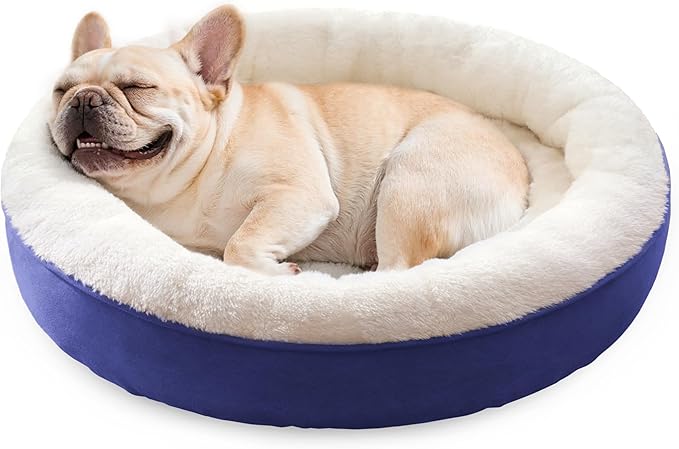 Love's cabin Round Donut Cat and Dog Cushion Bed, 30in Pet Bed for Medium or Large Dogs, Anti-Slip & Water-Resistant Bottom, Soft Durable Fabric Pet beds, Washable Calming Cat & Dog Bed Navy