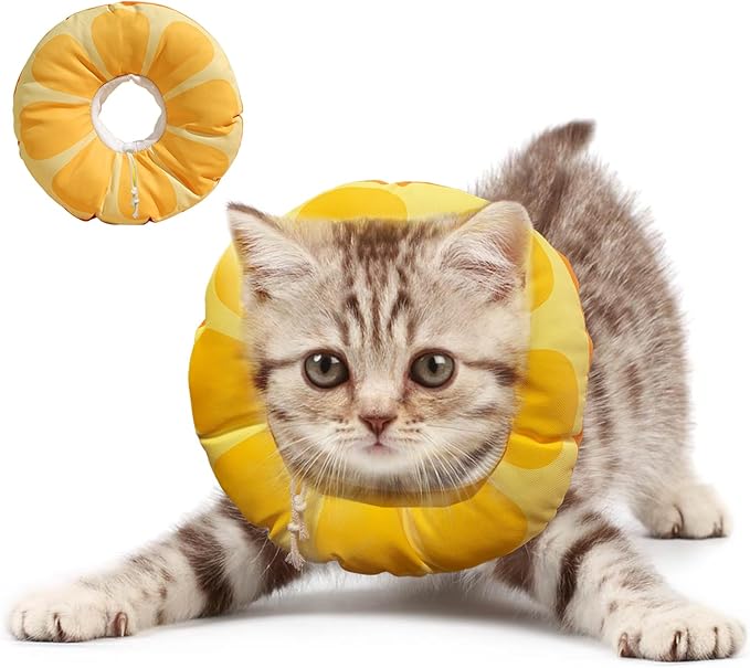Cat Recovery Soft Collar.Waterproof Soft Recovery Cone Collar. Anti-bite and Anti-Lick Wound Healing Safe Adjustable Elizabethan Collar.(S)