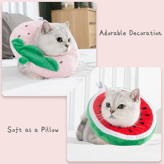 ANWA Adjustable Cat Cone Collar Soft, Cute Cat Donut Collar After Surgery, Kitten Recovery Cones to Stop Licking