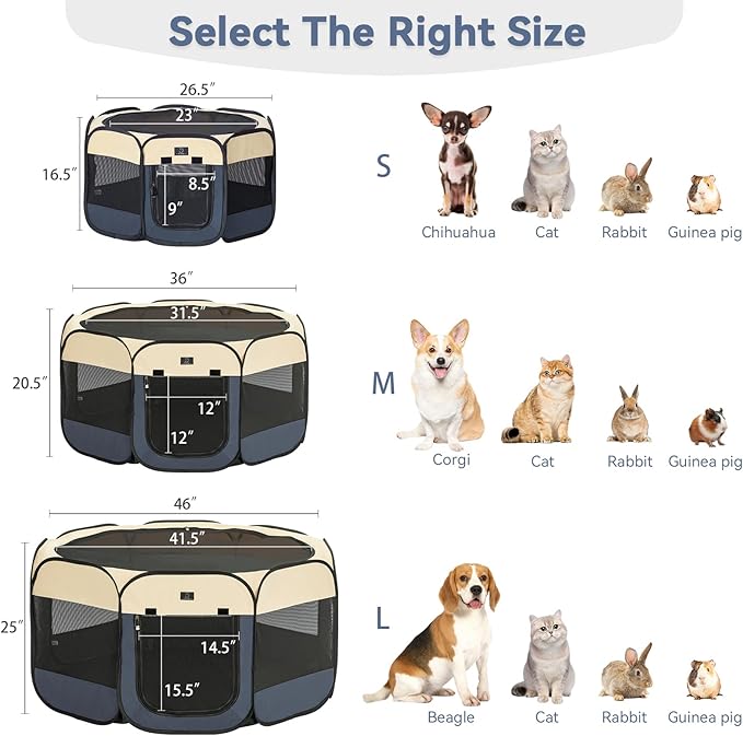 A4Pet Portable Dog Playpen for Small Dogs, 27" Foldable Small Pet Playpen for Puppy/Cat/Rabbit/Chick, Indoor Cat Playpen with Removable Zipper & Mesh Panel(11”W × 7.5”H)
