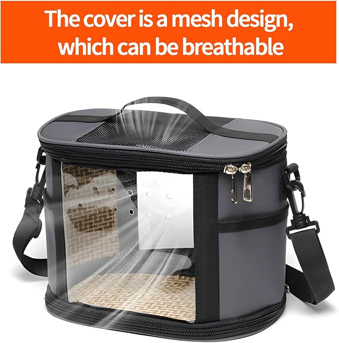 Bird Travel Carrierm, Small Bird Travel Backpack Carrier Cage with Tray and Breathable Clear Window, for Parakeet Cockatiel Budgies, for Camping Hiking (Small-White)