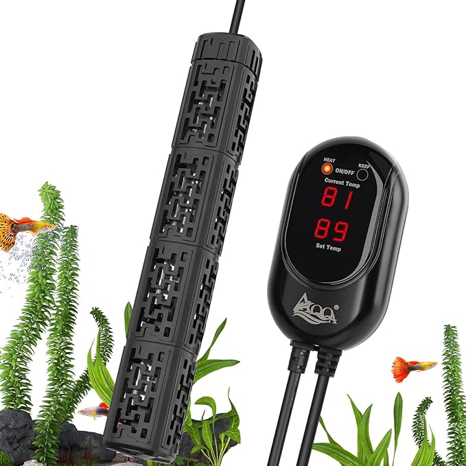 AQQA Fish Tank Heater,Aquarium Heater 50W 150W 250W 400W 500W 800W for 3-220 Gal,Set Temperature 59℉-93℉ Temperature Accuracy,Out of Water or High Temperature Automatic Power Off (250W to 30-50 gal)