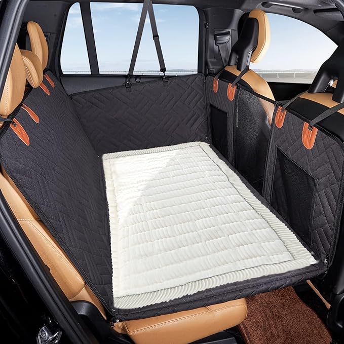 VClife Dog Bed Mat for Car, Anti Slip Pet Bed Travel Pad Comfortable Furry Dog Car Seat Cover for Backseat Extender, Washable Pet Cushion Bed Mat for Indoors & Outdoors (Beige, 59"×27.6")