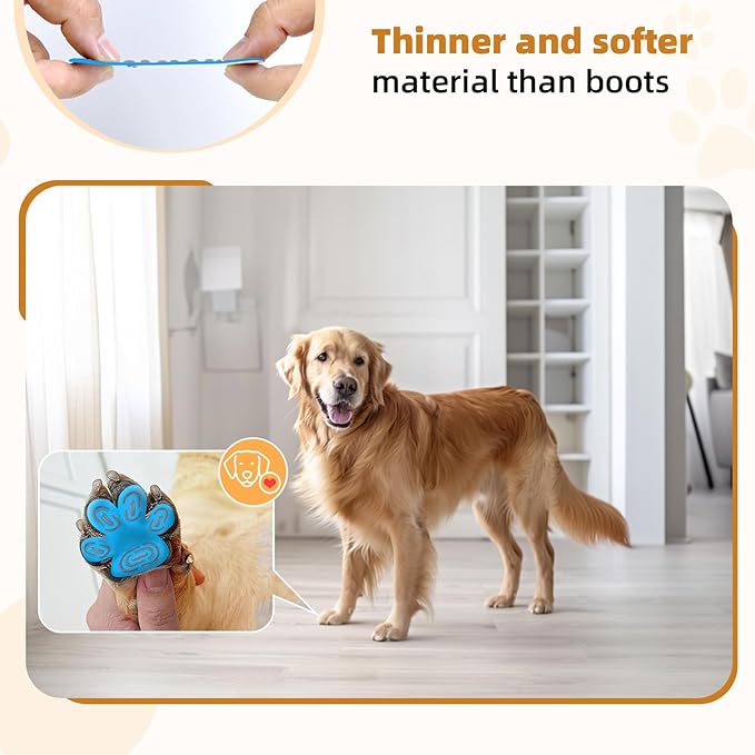 Non-Slip Dog Paw Protector Pads for Senior Dogs, Dog Paw Adhesive Pads on Hardwood Floor,Senior Pets Essentials with Strong Traction,Rubber Grippers,Blue,12 Sets 48 pc S