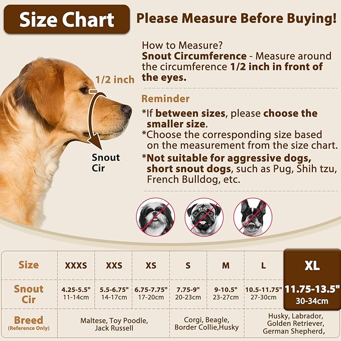 Crazy Felix Nylon Dog Muzzle for Small Medium Large Dogs Poodle Labrador Golden Retriever Doberman, Air Mesh Breathable and Drinkable Pet Muzzle for Anti-Biting Chewing Scavenging(Black,XL)