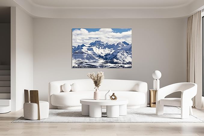 Nature Wall Art Prints - Ocean Forest Mountain Lake Canvas Landscapes - Small to Extra Large Living Room Bedroom Kitchen Bathroom Décor (Snowy Mountains Landscape, 24L" x 36W")