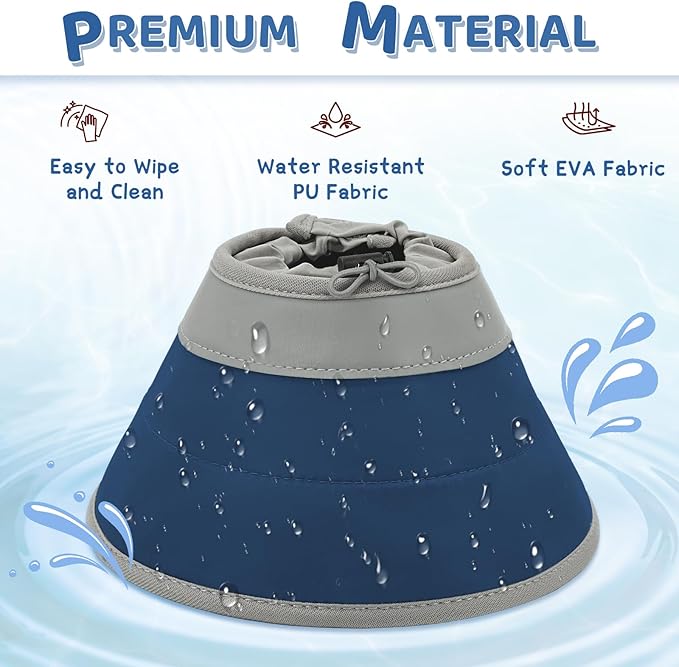 Cat Cone Collar Soft to Stop Licking, Adjustable, Foldable Lightweight Kitten Cones After Surgery Recovery for Cats & Kittens, Cat Cone Alternative (Solid Blue, S)