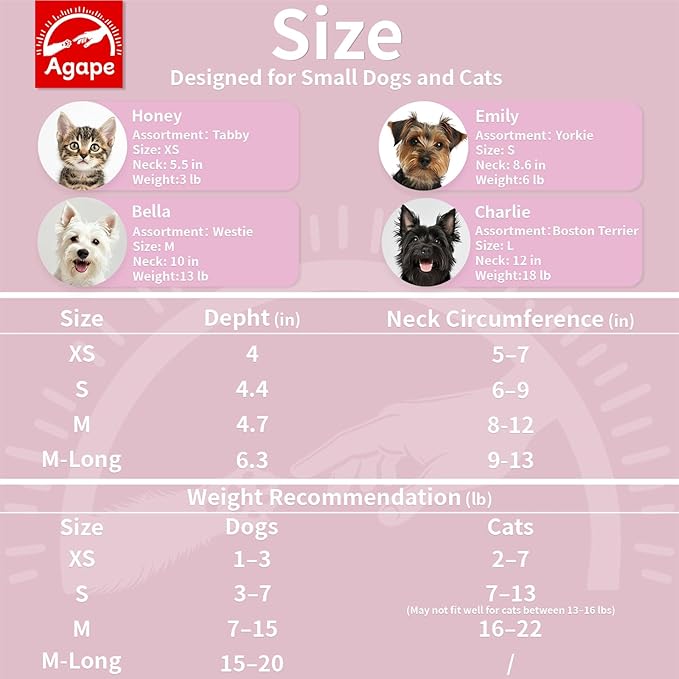 Agape Soft Dog Cone for Small Dogs & Cats, Comfy Dogs Recovery Collar After Surgery, Adjustable E Collar Alternative to Stop Licking, Protective Elizabethan Cones for Pup&Kitty, Comfortable Dog Cones